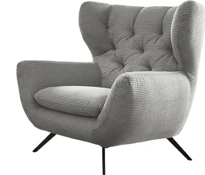 Produktbild von KAWOLA Sessel CHARME Hochlehnsessel Cord hellgrau