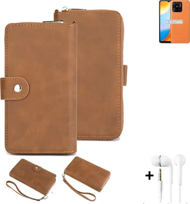 Produktbild von K-S-Trade Handy Schutz Hülle kompatibel mit Xiaomi Redmi 10 Power + Kopfhörer Portemonnee Tasche Wallet-Case Bookstyle-Etui braun (1x)