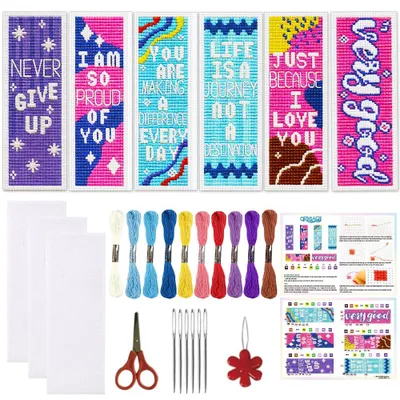 Kreuzstich-Lesezeichen-Set, 6 Stück, 7,6x21,6 cm, DIY