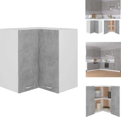 Produktbild von vidaXL Eckhängeschrank Betongrau 57x57x60 cm Holzwerkstoff - Küchenschränke