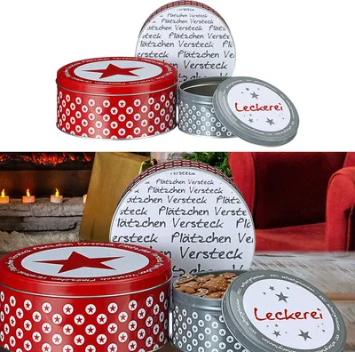 Produktbild von Gebäckdose "Cookies" 3er Set rund Weihnachtskekse Weihnachtsgebäck Keksdose Dose Weihnachtsdose