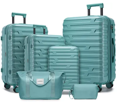 Produktbild von Reisegepäck-Set 6-teilig, Hartschalenkoffer, erweiterbar, Rollen, 48 x 31 x 78 cm, Blau