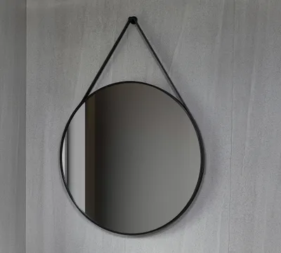 Produktbild von Spiegel rund 80 cm mit trendigem Band schwarzer Rahmen
