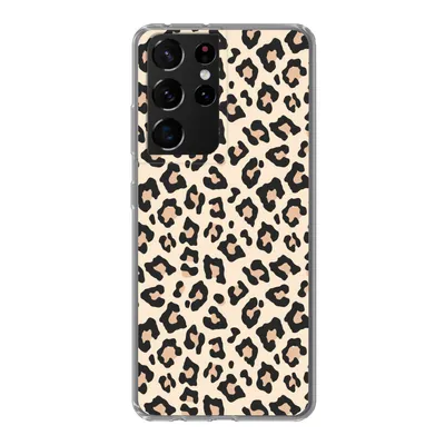 Produktbild von MuchoWow® Handyhülle Schutzhülle Hülle für Samsung Galaxy S21 Ultra Weiß - Rosa - Leopardenmuster Silikon Softcase Handy Hülle - Mobiltelefon