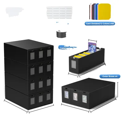 Immagine prodotto di Scatola di stoccaggio per collezioni di carte, grande capacità, realizzata in cartone resistente, colore nero