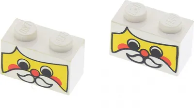 Produktbild von 2x Lego Bau Stein 1x2x1 weiß Motiv Stein bedruckt Weihnachtsmann 3004px20