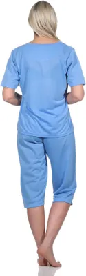 Produktbild von Damen Capri Pyjama mit kurzen Ärmeln; Blau/M/38