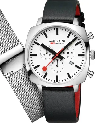 Productafbeelding van Mondaine herenhorloge, chronograaf, polshorloge, 41 mm, MSL.41410.LBV.SET, met leren band