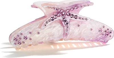 Image de Elégante barrette rose avec motif marin, strass & étoile de mer