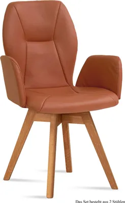 Produktbild von Armlehnstuhl drehbar (2er-Set) Draia 58x92x60 Eiche geölt/Cognac