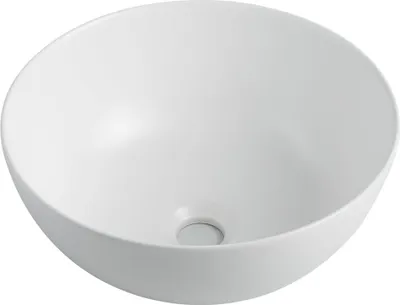 Produktbild von sanicomfort Aufsatzwaschtisch AVES 35,8 x 35,8 cm – rundes Waschbecken ohne Überlauf – Keramik Waschschale in weiß matt, modernes Design für Bad & Gäste-WC