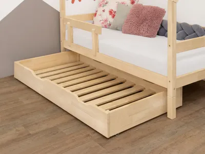 Zdjęcie produktu dla Benlemi Drewniana szuflada BUDDY na kółkach z dwoma wycięciami i rusztem 80x180 cm (pod łóżko 80x200 cm) Biały