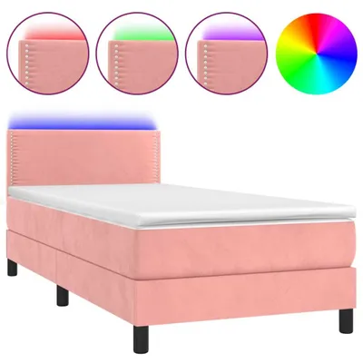 Produktbild von vidaXL Boxspringbett mit Matratze & LED Rosa 100x200 cm Samt