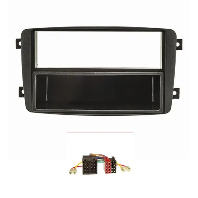 Produktbild von Radioblende Set kompatibel mit Mercedes C-Klasse W203 S203 CL203 CLK C209 A209 Viano Vito schwarz mit Radiioadapter ISO