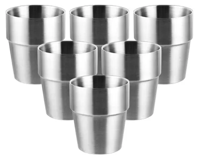 Produktbild von Set mit 6 Edelstahlbechern, je 300 ml, für den Einsatz zu Hause und unterwegs