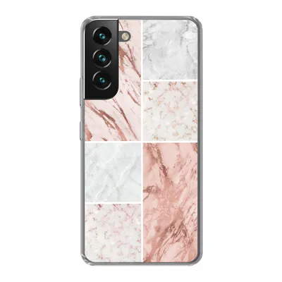 Produktbild von MuchoWow® Handyhülle Schutzhülle Hülle für Samsung Galaxy S22 Marmor - Weiß - Rosa Silikon Softcase Handy Hülle - Mobiltelefonhülle