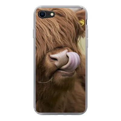 Produktbild von MuchoWow® Handyhülle Schutzhülle Hülle für iPhone SE 2020 Schottischer Highlander - Braun - Tiere Silikon Softcase Handy Hülle - Kartenbesitzer