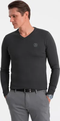 Obrázek produktu pro Ombre Clothing Pánský klasický svetr Launcebuz grafitová XXL