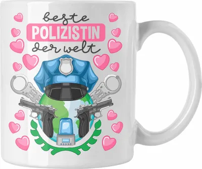 Produktbild von Trendation - Beste Polizistin Geschenk Tasse mit Spruch Geschenke Polizei Frauen Lustig Blaulichtmilieu (Weiß)
