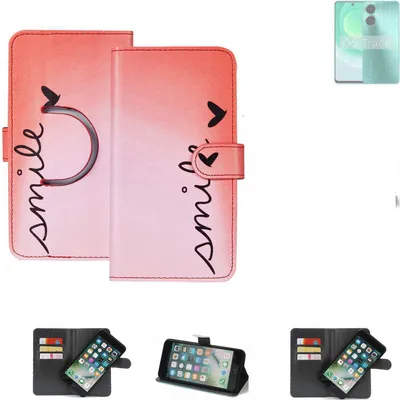 Produktbild von K-S-Trade Schutzhülle Handyhülle kompatibel mit Tecno Camon 19 Hülle cover bookstyle Etui ''smile'' rot Standfunktion Kameraschutz (1Stk)