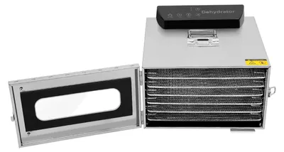Produktbild von Lebensmittel Dörrautomat - Elektrischer Obst- und Gemüsetrockner - 6 Etagen - 400W 220V - Temperatur 30–85°C einstellbar - Timer 0,5–24 h - EU Stecker - Silber