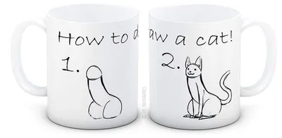 Keramik-Kaffeetasse mit Katzenmotiv, 312 ml, spülmaschinenfest