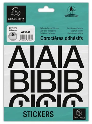 Immagine prodotto di EXACOMPTA 67384E Lettere autoadesive EXACOMPTA A-Z, 40 mm, nero