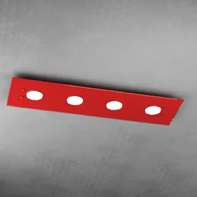 Produktbild von Toplight 4-flammige rechteckige Deckenleuchte Path mit GX53-Fassung, rote Struktur, modernes Design 80x20x3cm