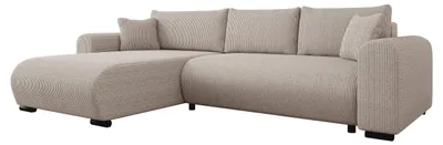 Produktbild von MIRJAN24 Ecksofa Merkos Cord, Wohnzimmer L-Form mit Bettkasten und Schlaffunktion, Holzkonstruktion, Seite universal (Farbe: Poso 03)