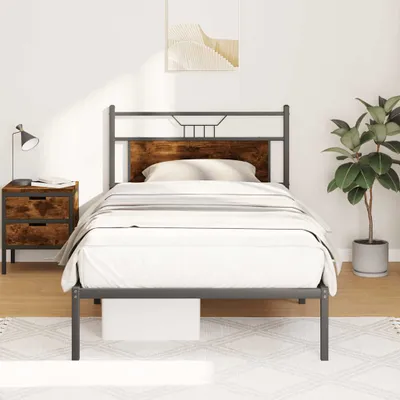 Obrázok produktu pre Maison Exclusive – rám postele bez matraca, dymový dub, 100 x 200 cm, drevený materiál