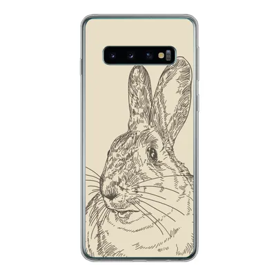 Produktbild von MuchoWow® Handyhülle Schutzhülle Hülle für Samsung Galaxy S10 Vintage-Illustration eines Kaninchens Silikon Softcase Handy Hülle - Handytasche
