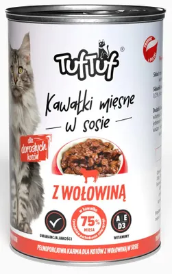 Produktbild von TUF TUF Katzenfutter STÜCKE IN SOSSE Rind 415g