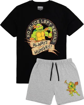 Obrázek produktu pro Teenage Mutant Ninja Turtles – Pyžamo „Always Hungry“ s kraťasy pro muže, krátký rukáv NS9380 (XL) (šedá/černá)