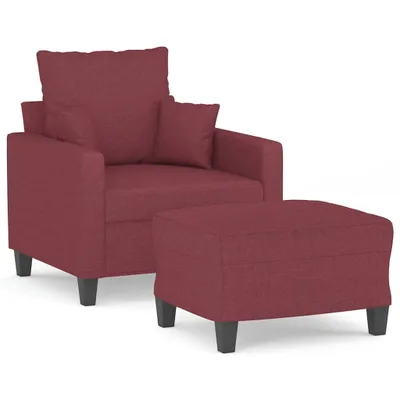 Image de vidaXL Fauteuil avec pouf vin rouge 60 cm Tissu