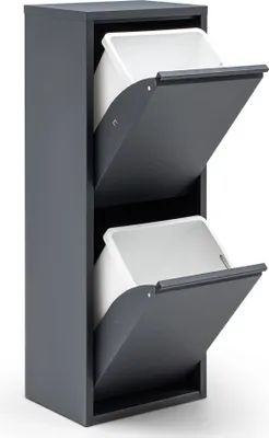 Produktbild von Gowoll Mülltrennsystem 2 Fach Mülleimer Küche aus Metall Fleckenfest Wandmontage Abfalleimer Küchenmülleimer mit Herausnehmbarer Inneneimer Recycling