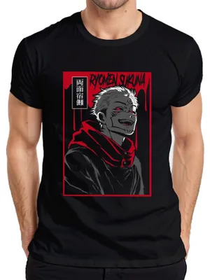 Produktbild von Ryomen Sukuna Jujutsu Kaisen Dämon Rot Anime Ästhetik Geschenk Herren T-Shirt, Schwarz, L