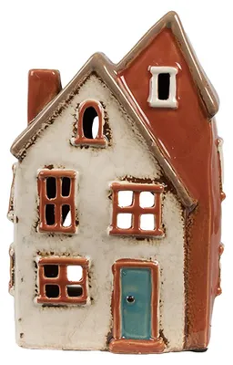 Productafbeelding van Clayre & Eef theelichthouder Haus, 13x8x20 cm, beige, keramiek