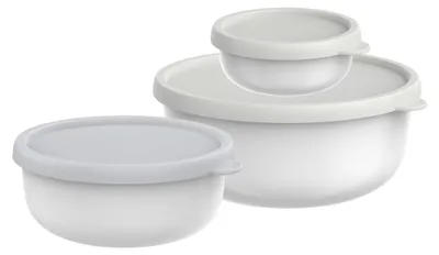 3er-Set Aufbewahrungsboxen 250+750+1500 ml rund weiß mikrowellengeeignet