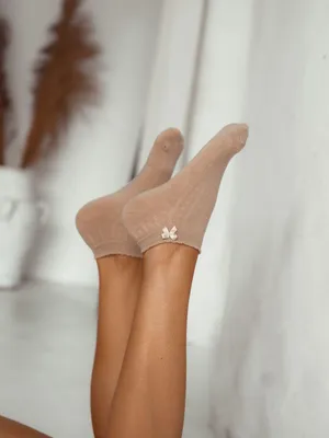 Produktbild von Sneaker-Socken Milena mit Schleife Beige aus Baumwolle 37-41