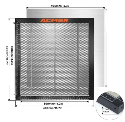 Zdjęcie produktu dla Blat laserowy, wymiary 400 x 400 mm i 440 x 440 mm, wytrzymała konstrukcja o strukturze plastra miodu, z 2 bateriami