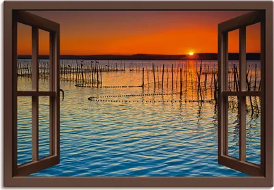 Produktbild von ARTland Leinwandbild Fensterblick - wartende Fahrgäste Größe: 70x50 cm
