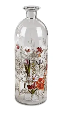 Produktbild von Dekorative Vase Blumenvase mit Blumenmotiv 20cm