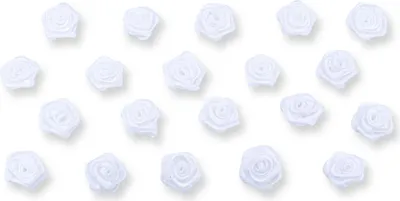 Satinrosen 15mm zum Basteln & Aufnähen 20 Stück Weiß