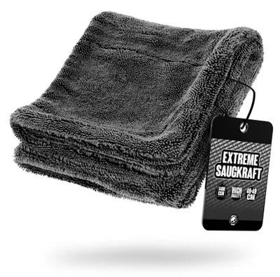 Produktbild von Nuke Guys Gamma Dryer S | Ultra saugstarkes handliches Trockentuch 1400 GSM in Grau 40x40cm | Fusselfrei, abgerundete sanfte Fasern, kratzerfrei | Premium Mikrofasertuch für Auto Motorrad Fahrrad