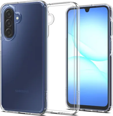 A clear protective phone case is shown with a blue phone inside.