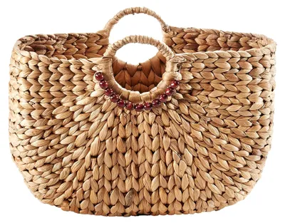 Produktbild von Tasche Handtasche Korbtasche - Wasserhyazinthe - mit rundem Griff - 43x14x30 cm