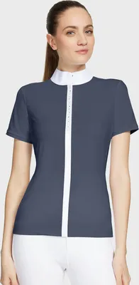 Image de Chemise de concours Samshield Femme Julia Intarsia FS 2024 Manches courtes Navy S