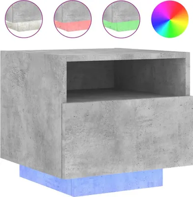 Produktbild von Nachttisch mit LED-Leuchten Betongrau 40x39x37 cm