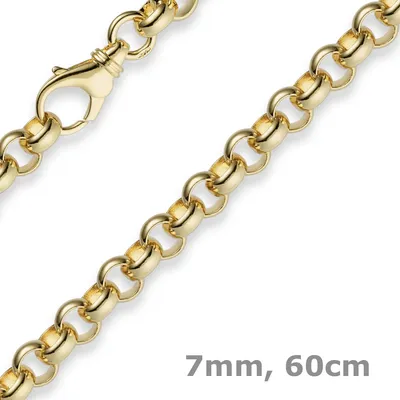 Produktbild von 7mm Kette Collier Erbskette aus 585 Gold Gelbgold 60cm Uni Goldkette