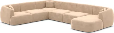 Produktbild von Samtstoff U-Form XXL Wohnlandschaft Elvira Beige Rechts